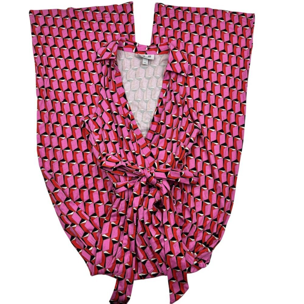 Diane Von Furstenberg Target Pink Geometric Sleeveless Jumpsuit Women's SZ S